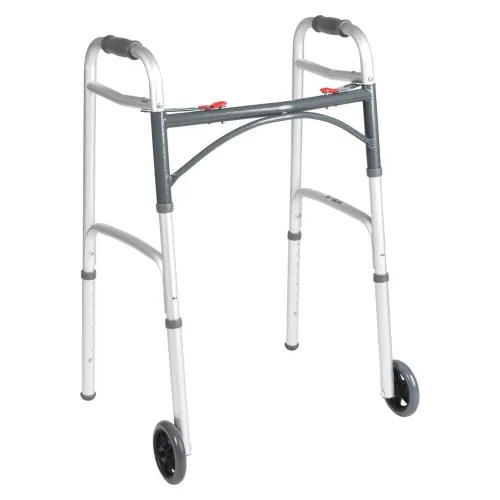 Drive Medical - drive Deluxe - 10210-4ASM - Dual Release Folding Walker Adjustable Height drive Deluxe Aluminum Frame 350 lbs. Weight Capacity 32 to 39 Inch Height