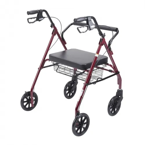 Drive DeVilbiss Healthcare - 10215RD-1 - Drive Medical drive Go Lite Bariatric 4 Wheel Rollator drive Go Lite Red Adjustable Height / Folding Steel Frame