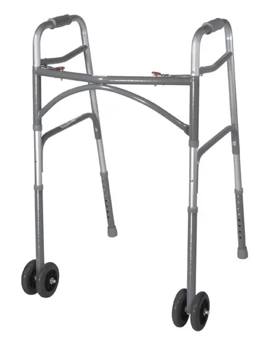 Drive Medical - 1056C - Double Button Bariatric Adult Folding Walker  w/Wheels