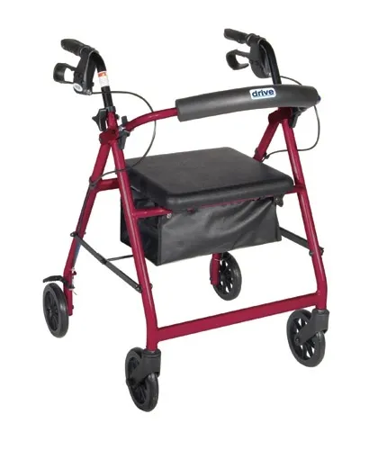 Drive Devilbiss Healthcare - Drive Medical - From: 11043A To: 11043E -  Rollator 4 Wheel with Pouch & Padded Seat Drive