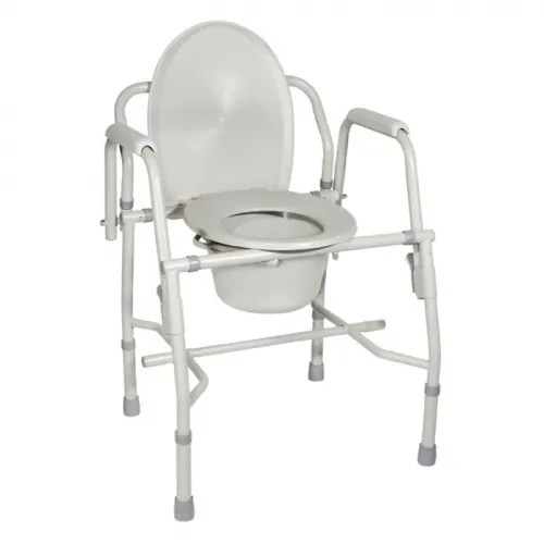 Drive Medical - drive - 11125KD-1 - Commode Chair drive Drop Arms Steel Frame Back Bar 13-3/4 Inch Seat Width 300 lbs. Weight Capacity