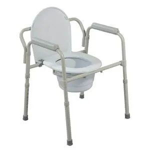 Drive Medical - drive - 11148N-4 - Commode Chair drive Fixed Arms Steel Frame With Backrest 18 Inch Seat Width  350 lbs. Weight Capacity