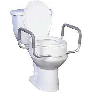 Drive Medical - drive - 12402 - Raised Toilet Seat with Arms drive 3-1/2 Inch Height White 300 lbs. Weight Capacity