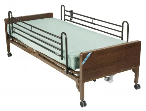 Drive Medical - 15004bv-pkg - Semi Electric Hospital Bed with Full Rails and Innerspring Mattress