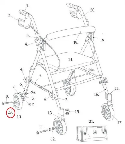 Drive DeVilbiss Healthcare - From: 9502M773412 To: 9505W1026112  Drive Medical Front Wheel, 7734 W/ 2M Serial #, 1/ea