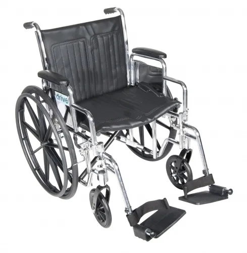 Drive Medical - cs18dda-sf - Chrome Sport Wheelchair, Detachable Desk Arms, Swing away Footrests, Seat
