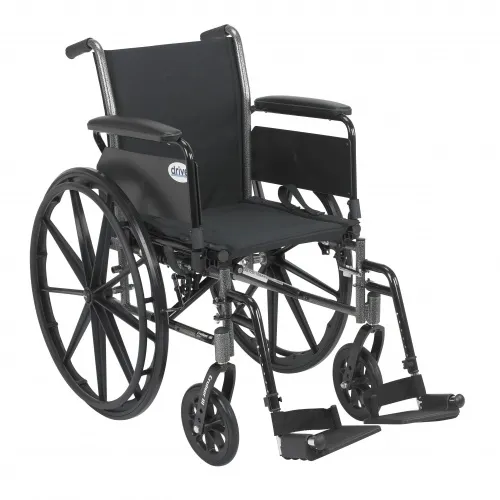 Drive Devilbiss Healthcare - From: K318DFA-SF To: K320DFA-ELR  Drive MedicalLightweight Wheelchair Drive Cruiser Iii Dual Axle Full Length Arm SwingAway Footrest Black Upholstery 18 Inch Seat Width Adult 300 Lbs. Weight Capacity