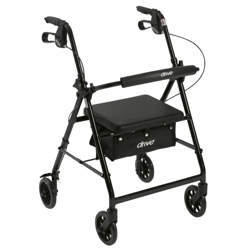 Drive Medical - R726BK - 4-Wheel Rollator Black, 6" Casters, Aluminum, 300 lb. Weight Capacity
