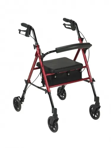 Drive Medical - RTL10261RD - 4-Wheel Rollator Red, 6" Casters, Aluminum, 300 lb. Weight Capacity