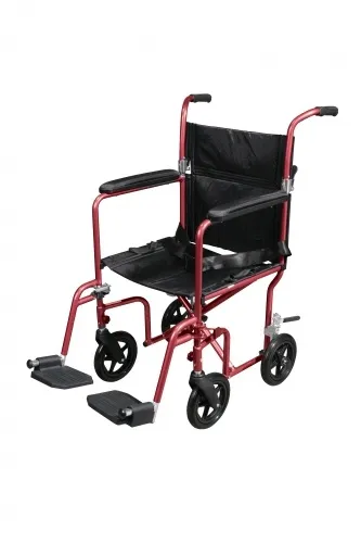 Drive Medical - rtlfw19rw-rd - Flyweight Lightweight Transport Wheelchair with Removable Wheels
