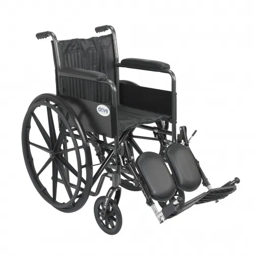 Drive Medical - ssp218fa-elr Sport 2 Wheelchair, Non Removable Fixed Arms, Elevating Leg Rests, Seat