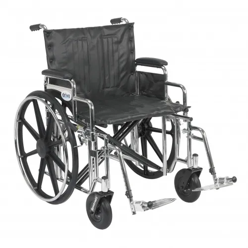 Drive Medical - std22dda-sf - Sentra Extra Heavy Duty Wheelchair, Detachable Desk Arms, Swing away Footrests, Seat