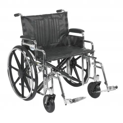 Drive Medical - std24dda-sf - Sentra Extra Heavy Duty Wheelchair, Detachable Desk Arms, Swing away Footrests, Seat