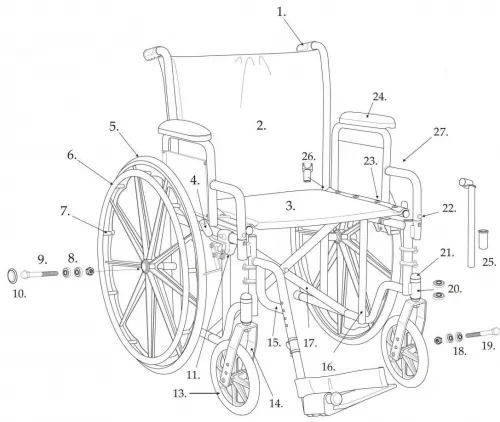 Drive Medical From: STDS3J2432 To: STDS3J2432 - Bottom Upholstery Only For Cruiser III Wheelchair 20 Wheel Assembly Front 8 10952B & WC
