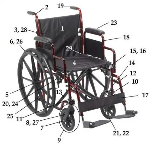 Drive Medical - WB 8036 - Wheelchair Handgrip For Drive Silver Sport 2 Wheelchair