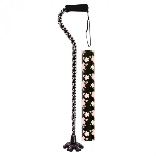 Essential Medical Supply - Couture - W1343P - Couture Offset Cane with Matching Tip, Pink Floral.
