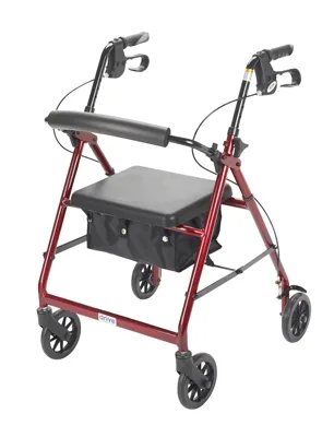 Fabrication Enterprises - From: 43-1903 To: 43-1904 - Heavy Duty Bariatric Walker Rollator with Large Padded Seat, Blue