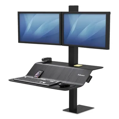 Fellowesmf - From: FEL8082001 To: FEL8082001 - Lotus Ve Sit Stand Workstation Dual, 29W X 28.5D X 42.5H, Black
