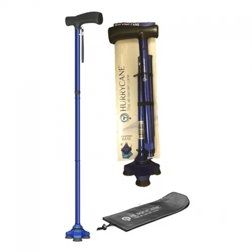 Drive DeVilbiss Healthcare - HurryCane Freedom Edition - HCANE-BL-C2 - Drive Medical  Folding Cane  Aluminum 30 1/2 to 37 1/2 Inch Height Blue