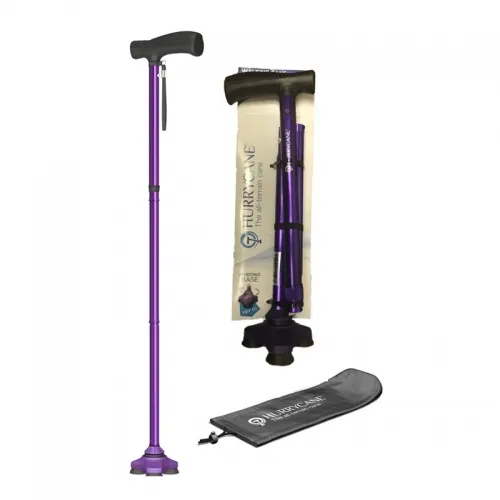 Drive DeVilbiss Healthcare - HurryCane Freedom Edition - HCANE-PR-C2 - Drive Medical  Folding Cane  Aluminum 30 1/2 to 37 1/2 Inch Height Purple