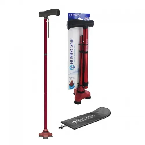 Drive Medical - HurryCane Freedom Edition - HCANE-RD-C2 - Folding Cane HurryCane Freedom Edition Aluminum 30-1/2 to 37-1/2 Inch Height Red