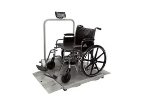 Health O Meter Professional - 2610KL - Digital Wheelchair Dual Ramp Scale with Folding Ramps, Capacity: 1000 lbs/454 kg, Resolution: 0.2 lb/0.1kg, Platform Dimension Ramp (4) Wheels, 120V Adapter