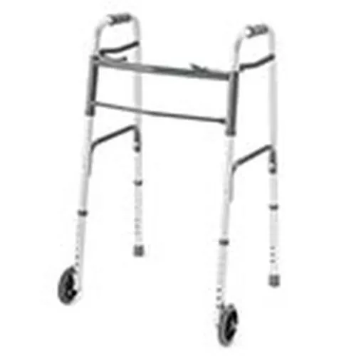 Invacare - PB1062Y - Deluxe 2 Button Folding Walker w/Wheels Installed, Youth