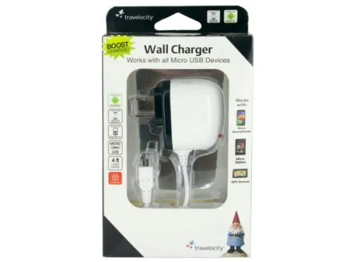 Kole Imports - EL177 - Travelocity White Micro Usb Wall Charger