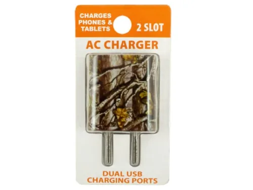 Kole Imports - EL243 - Camouflage Dual Port Usb Wall Charger