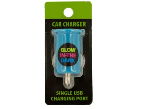 Kole Imports - EL501 - Glow In The Dark Dual Usb Port Car Charger
