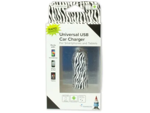 Kole Imports - EN097 - Travelocity Zebra Print Universal Usb Car Charger