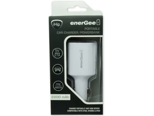 Kole Imports - EN131 - Ihip White Portable Car Charger And Powerbank