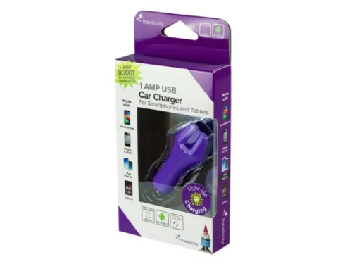Kole Imports - EN341 - Travelocity Purple Light Up Usb Car Charger
