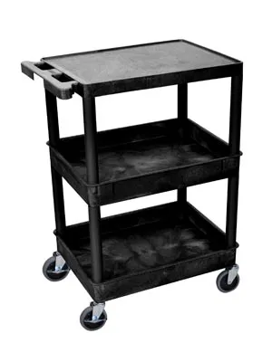 Luxor - From: STC211-B To: STC212-B - Utility Cart, Flat Top, Middle/Bottom Tub Shelves Heavy Duty Casters (2 with Locking Brakes), Maximum Weight Capacity 300lbs, Assembly Requi (DROP SHIP ONLY)