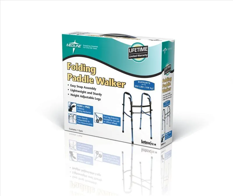 Medline From: MDS86410KDBW To: MDS86410W54H - Folding Paddle Walkers With Wheels