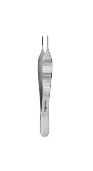 Integra Lifesciences - MeisterHand - MH6-118 - Dressing Forceps MeisterHand Adson 4-3/4 Inch Length Surgical Grade German Stainless Steel NonSterile NonLocking Thumb Handle Straight Delicate  Serrated Tips
