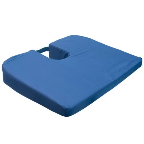 Healthsmart International - 206 - Sloping Seat Mate Coccyx Cushion With Blue Cover, 14" X 18" X 1 1/2"-3"