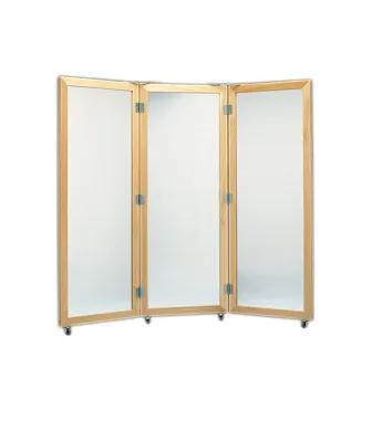 Fabrication Enterprises - 19-1113 - Glass mirror, mobile caster base, 3-panel mirror