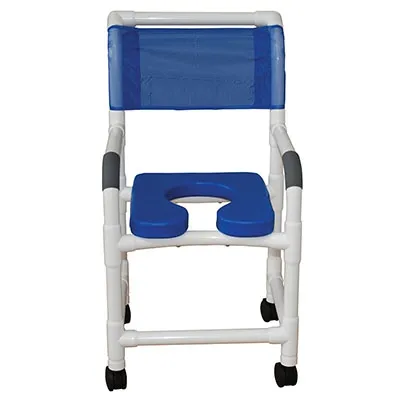 MJM International - 20-4234 - Blue Deluxe Seat Shower Chair Twin Casters