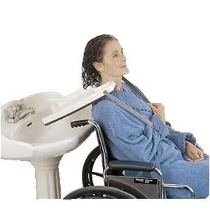 Patterson Medical - C9203-36 - Wheelchair shampoo tray with strap that wraps around patients forearm to stabilize tray.