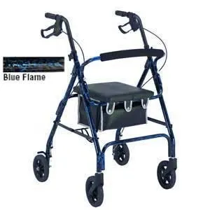 Professional Medical Imports - 1037BL - Flame Finish Aluminum Rollator with Loop Brakes