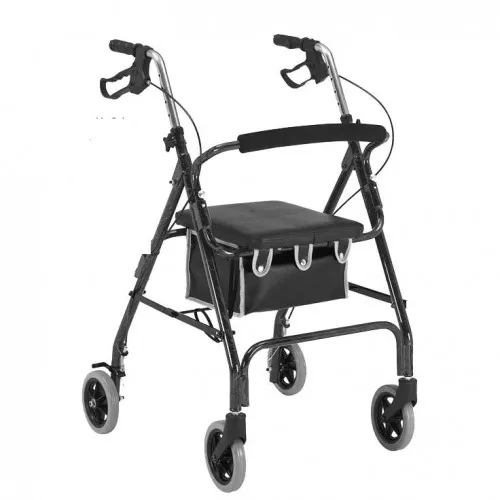 Professional Medical Imports - 1037BLK - Wheel Aluminum Rollator with Loop Brakes