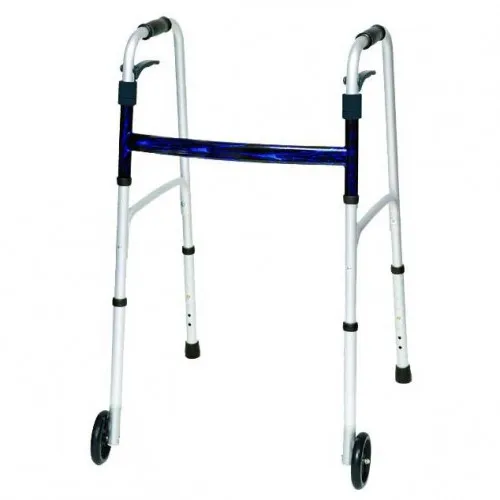 Professional Medical Imports - 1085BL - Sure Lever Release Folding Walker with Wheels
