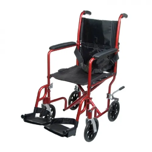 PMI - Professional Medical Imports - ProBasics - From: TCA1916BK To: TCA1916BL -   Aluminum Transport Chair with Swing Away Foot Rests, 19" seat width, Black, 300 lb. weight capacity, fixed full length arms, 8" wheels.
