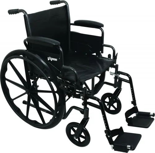 PMI - Professional Medical Imports - ProBasics - From: WC21616DS To: WC31616DE -   K2 Standard Hemi Wheelchair with Flip Back Arms, 16" x 16", Slide Tube, 300 lb Weight Capacity.