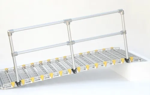 Roll-a-ramp - 4040-16 - ALUMINUM HANDRAIL STRAIGHT ENDS, 16'  Handrail, Fits Ramp Length: 18' & 19' ramps