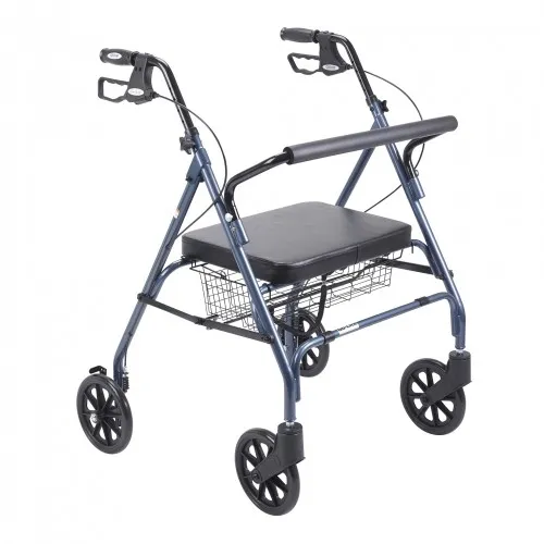 Drive Medical - 10215BL-1 - Go-Lite Bariatric Steel Rollator, Padded Seat, Blue