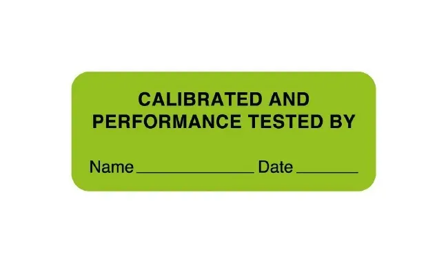 United Ad Label - ULBE231 - Pre-printed Label Warning Label Green Paper Calibrated And Performance Tested By Name_________date______ Biohazard 7/8 X 2-1/4 Inch